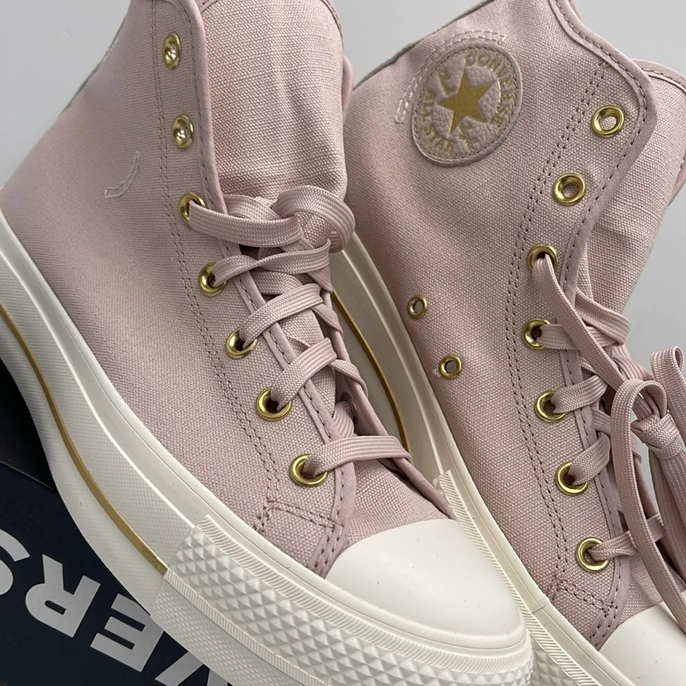 Converse WMNS CTAS LIFT HI FLUSH STONE/EGRET/GOLD A10431C Platforms Sneakers